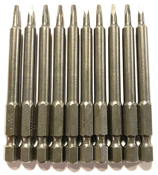 EazyPower #0 Robertson Bit 3" Screwdriver Bits Square Recess 1/4" Hex Shank 10pk