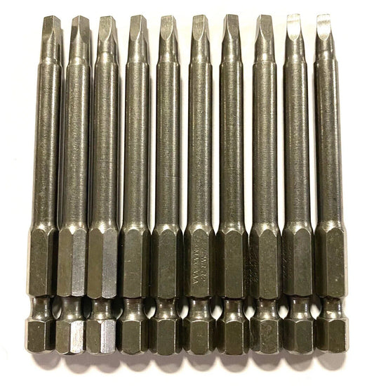 EazyPower #2 Robertson Bit 3" Screwdriver Bits Square Recess 1/4" Hex Shank 10pk