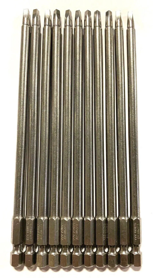 EazyPower #2 Robertson Power Bit 6" Square Recess 1/4" Hex Bits 10 Pack