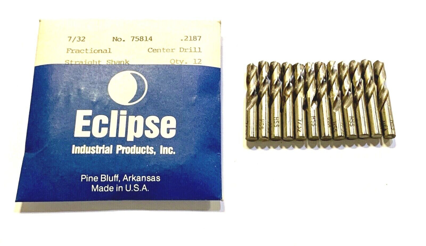 Eclipse 7/32" Center Drill High Speed Steel Centering Drills USA Made 12 Pack