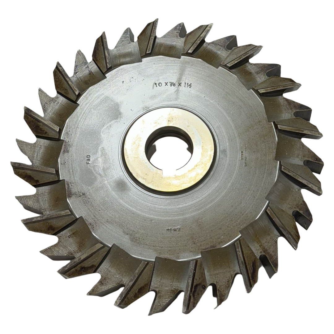F&D 10" x 7/8" x 1-1/2" HSS Staggered Tooth Side Milling Cutter USA Made