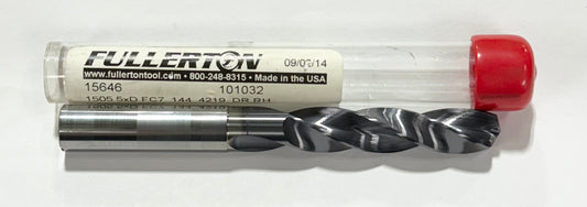 Fullerton 27/64" Solid Carbide Drill 5xD FC7 Coating Notched Coolant Thru