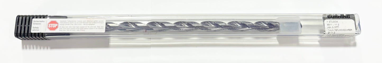 GUHRING 11mm Solid Carbide Drill 20xD Coolant Thru TiAlN Tip 135 Deg
