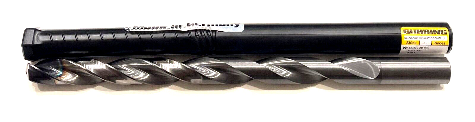 GUHRING 20mm Solid Carbide Drill 12xD nano-FIREX Coating Coolant Thru 2 Flute