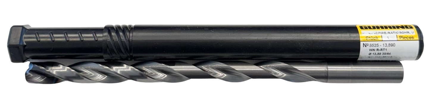 GUHRING 35/64" Solid Carbide Drill 12xD Coolant Thru 140 Deg nano-FIREX Coated