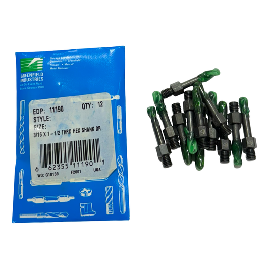 Greenfield 3/16" x 1-1/2" Threaded Shank Adapter Drills 1/4"-28 Shank 12 Pack