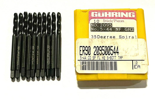 Guhring 5-44 Cobalt Tap Semi Bottoming Spiral Flute Tap 2 Flute H2 10 Pack