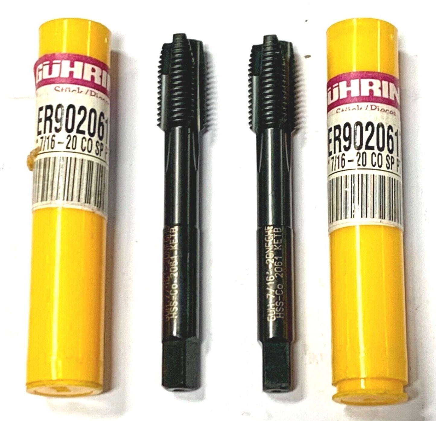 Guhring 7/16-20 Cobalt Tap Spiral Point Plug Taps H5 3 Flute 2 Pack Germany