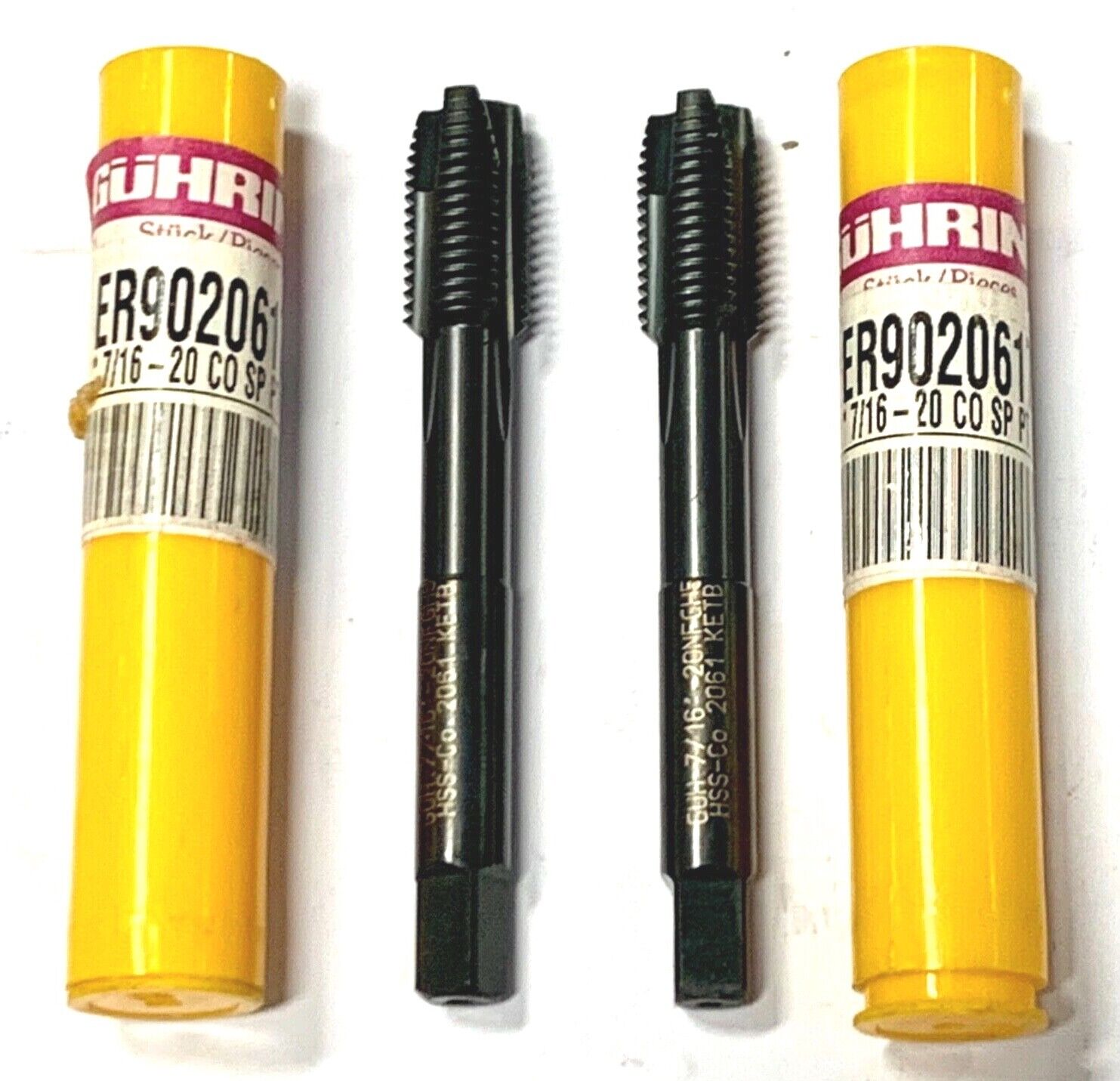 Guhring 7/16-20 Cobalt Tap Spiral Point Plug Taps H5 3 Flute 2 Pack Germany