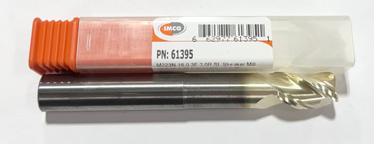 IMCO 16mm Carbide End Mill 3 Flute ZrN Coated 3mm Radius SL Streaker Mill - 125 mm Overall Length