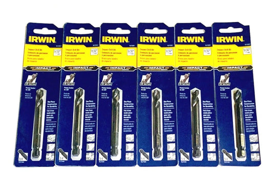 IRWIN 9/32" Hex Impact Drill Bit 1/4" Quick Change Shank 135 Split Point 6 Pack