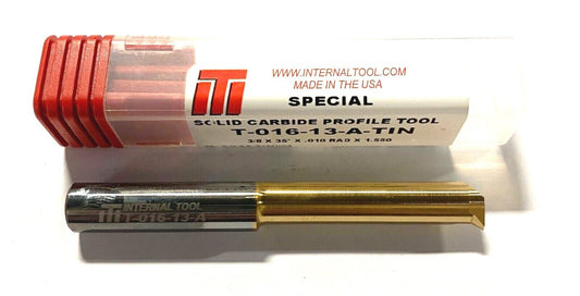 ITI Solid Carbide Profiling Tool 3/8" x 35° x .010 Radius x 1.550 Tin Coated USA
