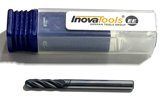 InovaTools 1/8" Carbide Ball Nose End Mill Diamond Coating 4 Flute