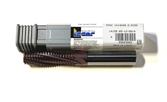 Iscar 14mm Solid Carbide Thread Mill TiAlN Coated Grade IC908 Made In Israel