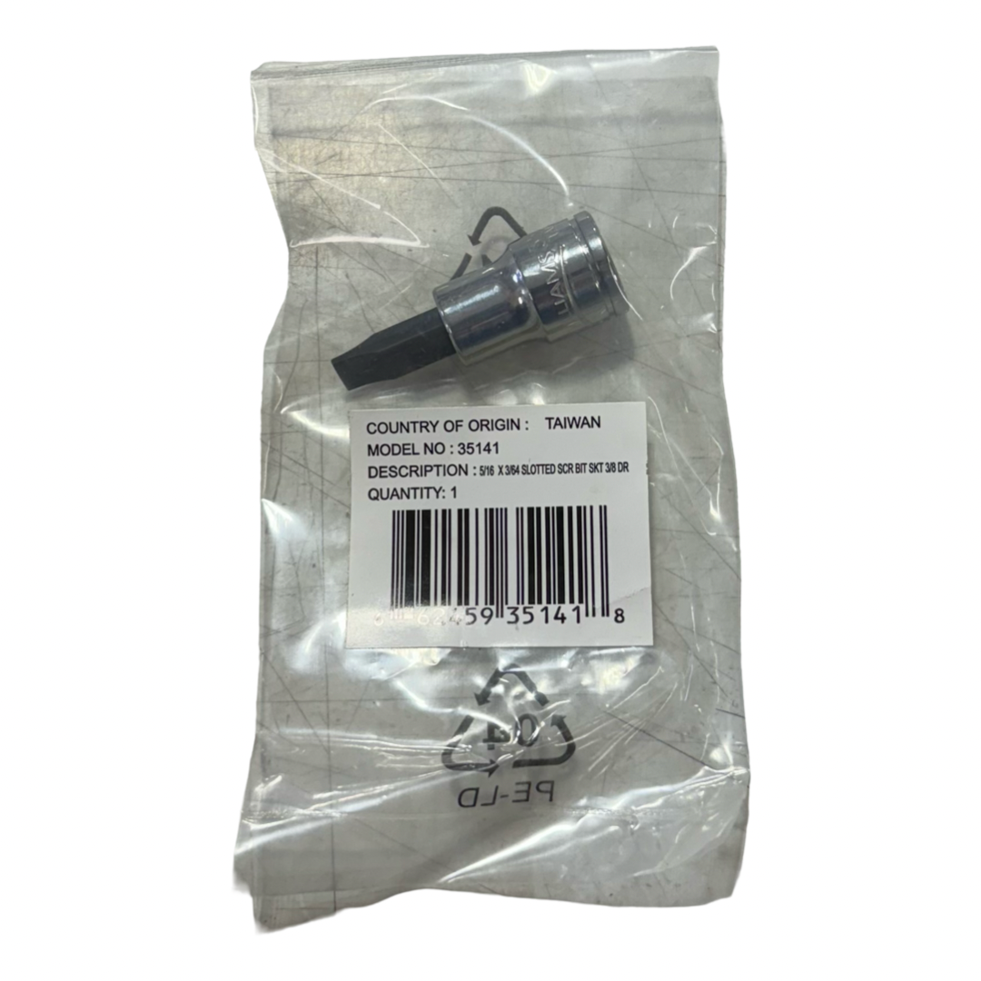 JH Williams 3/8" Drive 5/16" x 3/64" Slotted Screwdriver Bit Socket
