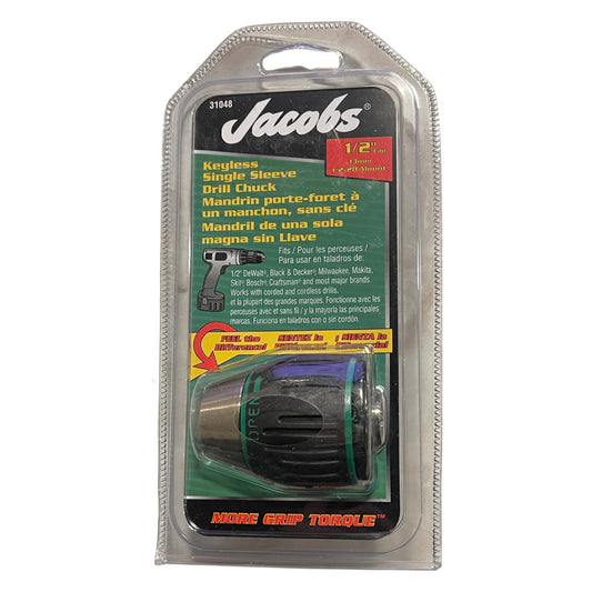 Jacobs 1/2" Keyless Single Sleeve Drill Chuck 1/2-20 Mount 31048