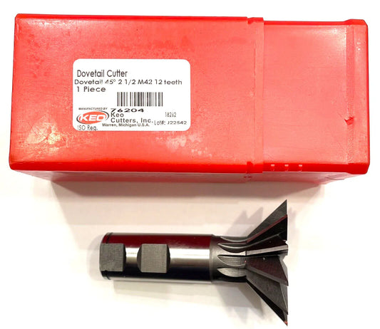 KEO 2-1/2" Cobalt M42 Dovetail Cutter 45° 12 Teeth USA Made 76204
