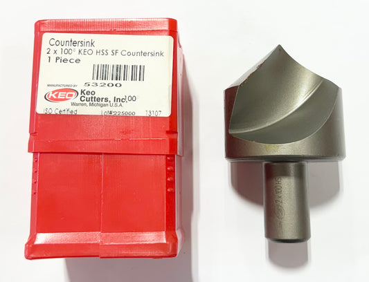 KEO 2" x 100° HSS Countersink Single Flute 3/4" Shank USA Made