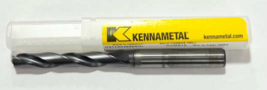Kennametal 17/64" Solid Carbide Drill 5xD AlTiN Coated 2 Flute Coolant Thru