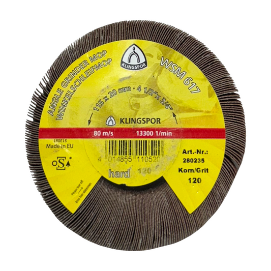 Klingspor 4-1/2" x 3/4" x 5/8-11 Abrasive Flap Wheel WSM617 120 Grit