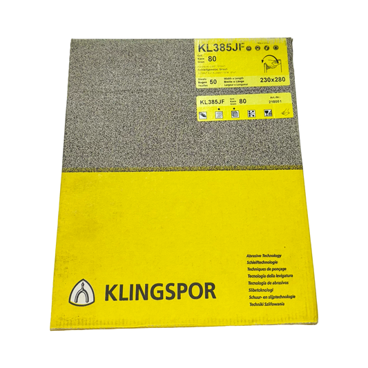 Klingspor 9" x 11" Abrasive Cloth Sheets 80 Grit Brown 50 Pack