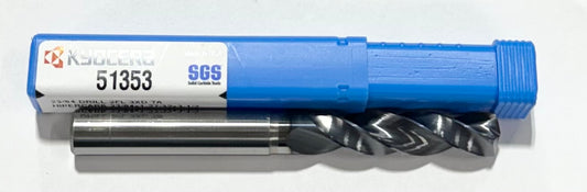 Kyocera 23/64" Solid Carbide Drill 3xD TA Coating 2 Flute USA Made