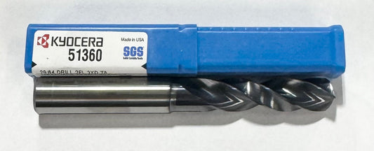 Kyocera 29/64" Solid Carbide Drill 3xD TA Coating 2 Flute USA Made