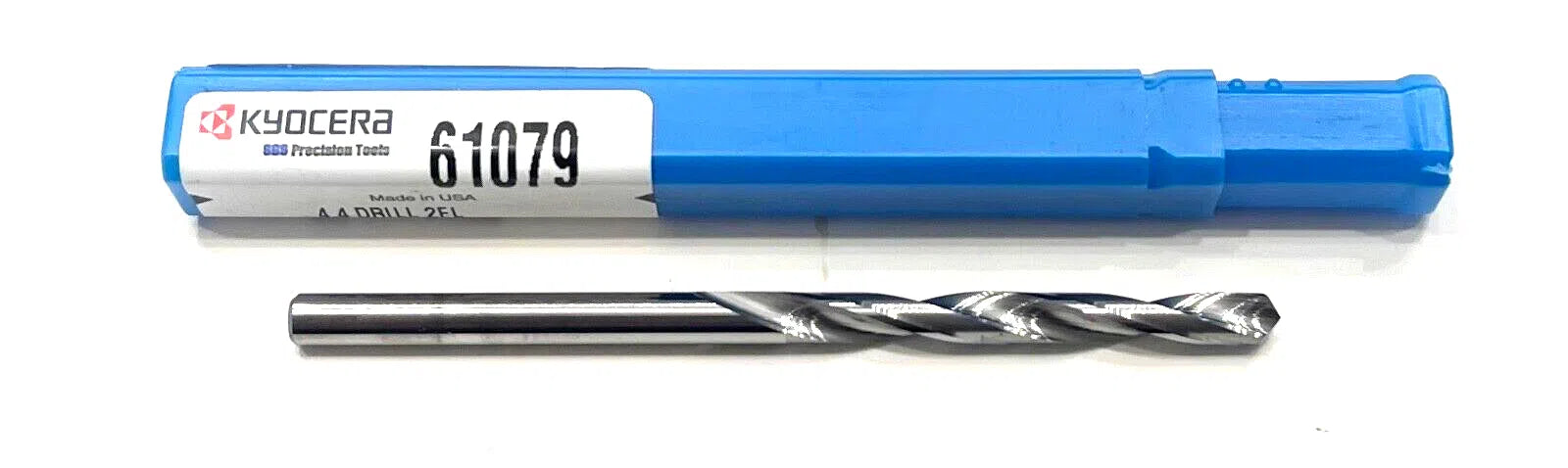 Kyocera 4.4mm Solid Carbide Drill 5xD 2 Flute 180° Point USA Made 61079