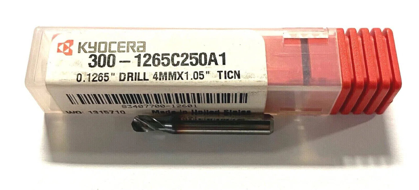 Kyocera 4mm Solid Carbide Drill TiCN Coated USA Made
