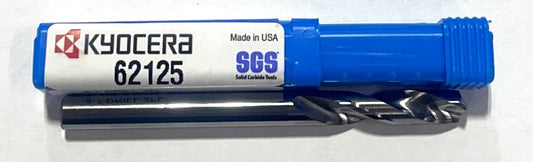 Kyocera 5.7mm Solid Carbide Drill 3xD 2 Flute 145° Point Angle USA Made 62125