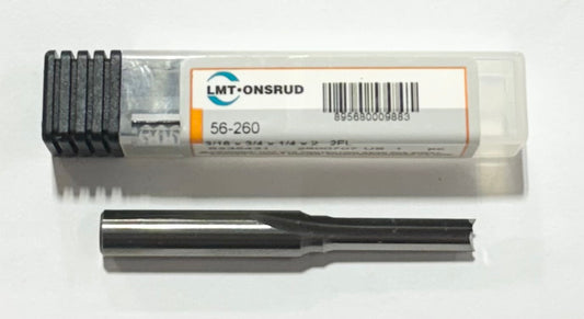 LMT Onsrud 3/16" Solid Carbide Router 2 Flute, Straight V Flute 1/4" Shank