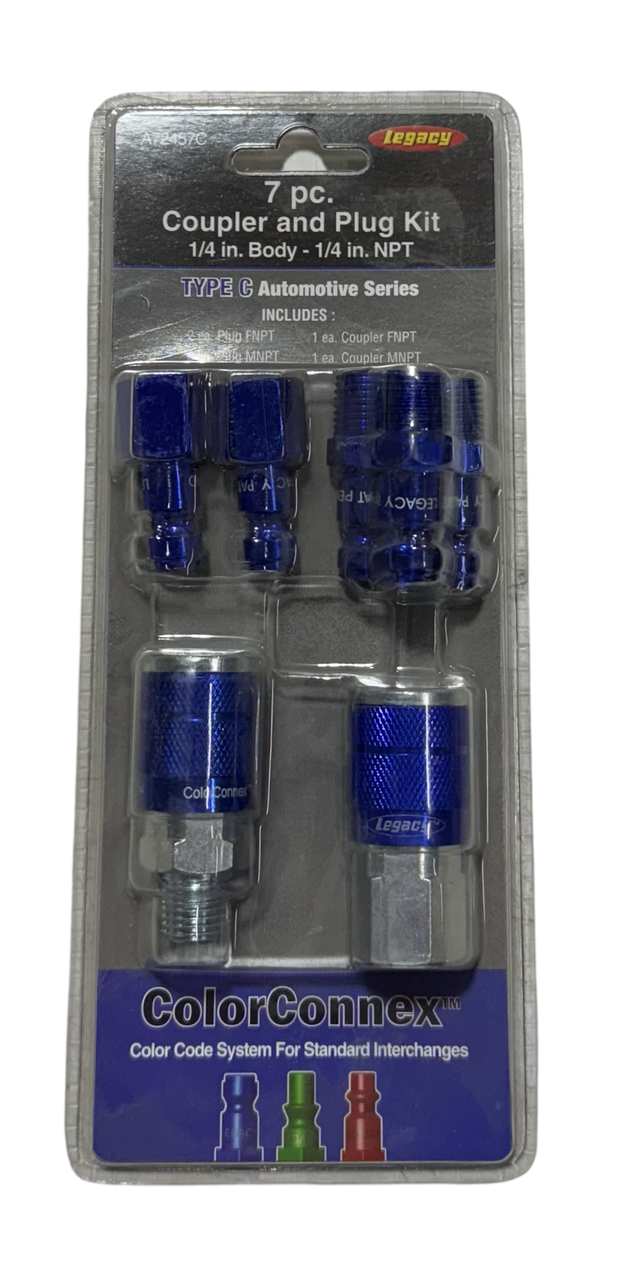 Legacy 7 Piece Coupler & Plug Kit 1/4" Body x NPT Typc C Automotive Series