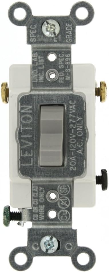 Leviton 20-Amp, 120/277-Volt, Toggle 3-Way AC Quiet Switch, Heavy Duty Grade, Grounding