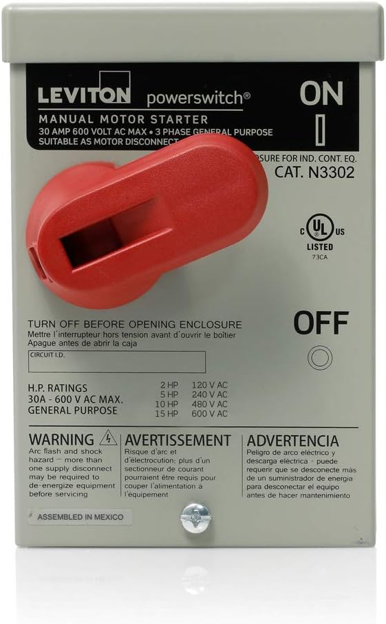 Leviton N3302-DS 30-Amp, 600 Volt, Toggle In Type 3R Enclosure Double-Pole