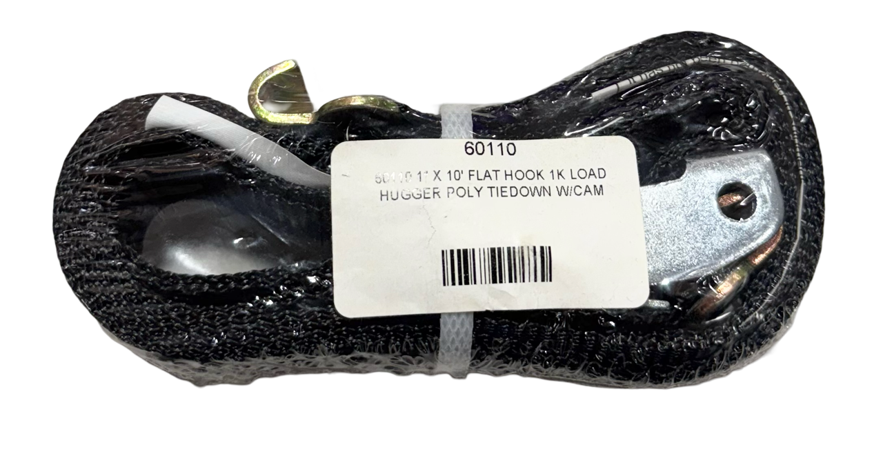 Lift-All 1" x 10' Flat Hook Tiedown, Cam Strap 1K Load