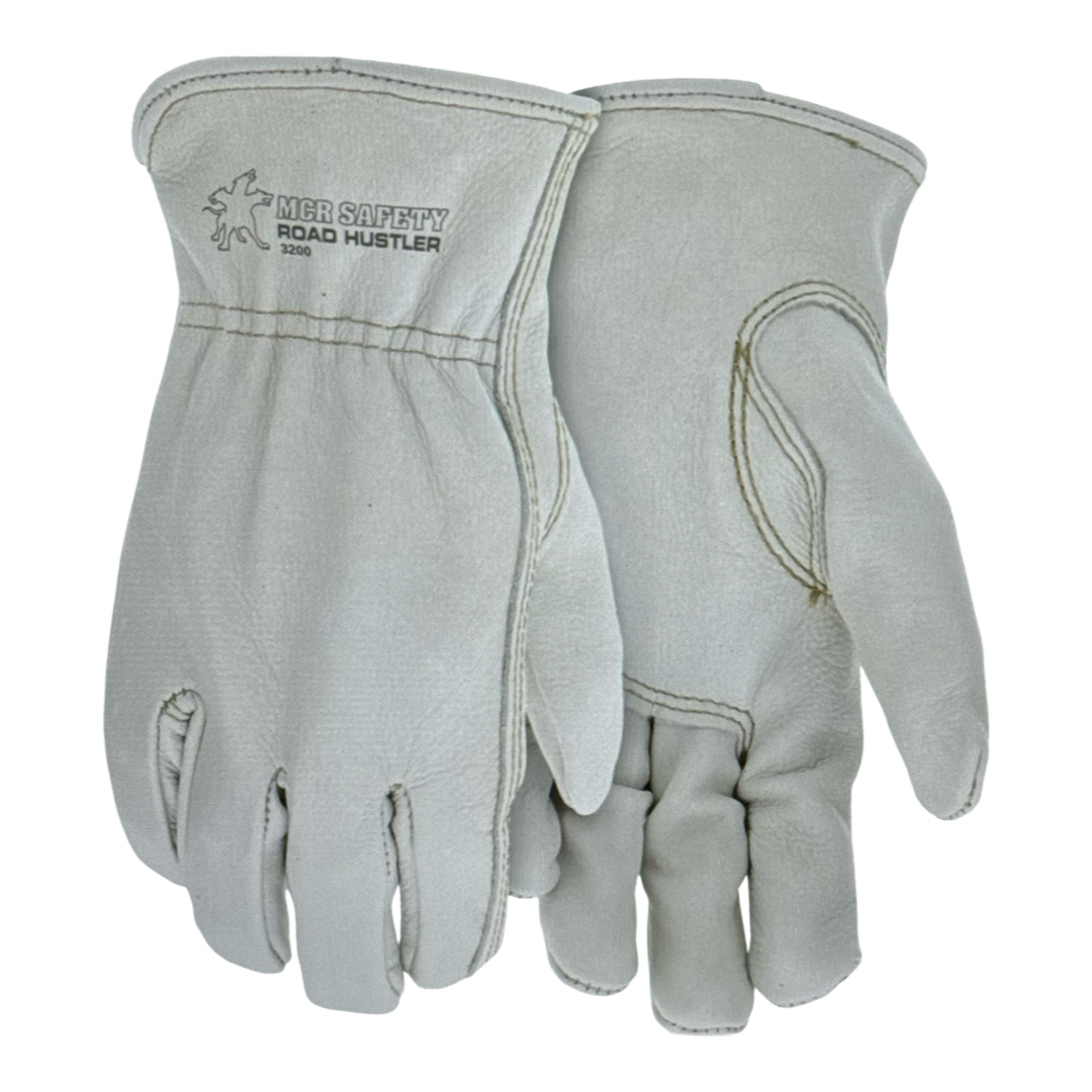 MCR Safety Road Hustler Premium Grain Leather Leather Drivers Work Gloves Size Medium