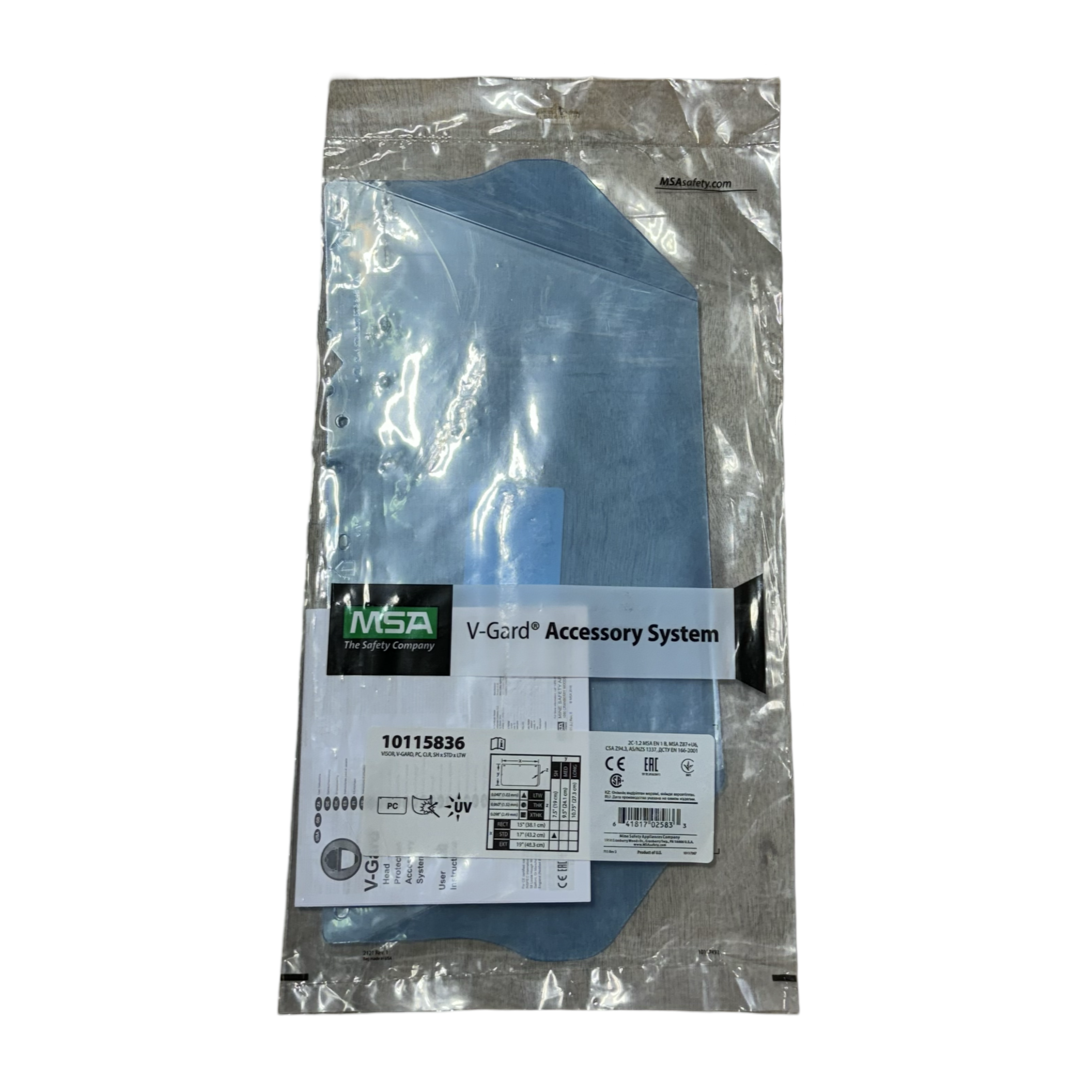 MSA V-Gard Visor 8" x 17" x 0.04", Impact-Rated & Limits Splash Durable Replaceable UV-Protected Hard Hat Accessory