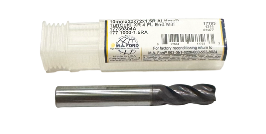 M.A Ford 10mm Carbide End Mill 4 Flute ALtima Coated 1.5mm Radius USA