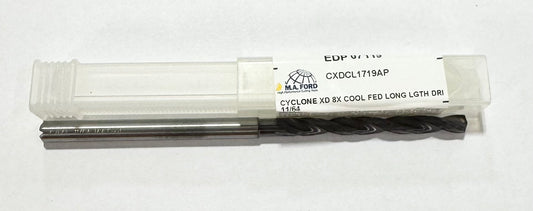 M.A. Ford 11/64" Solid Carbide Drill 8xD Coolant Fed Double Margin Altima Plus