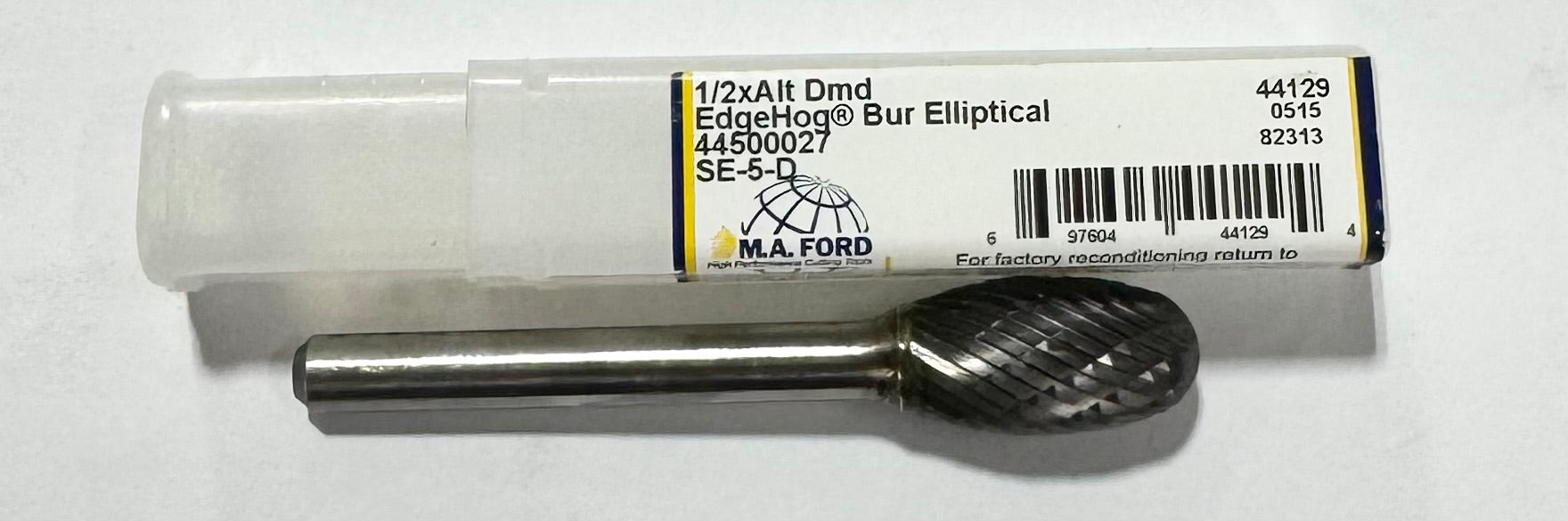 M.A. Ford 1/2" Carbide Burr Elliptical SE-5-D Double Cut 1/4" Shank USA