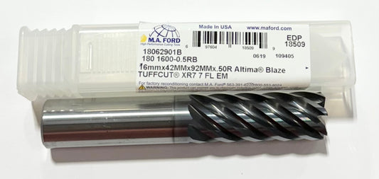 M.A. Ford 16mm Carbide End Mill 7 Flute Altima Blaze Coated TuffCut USA