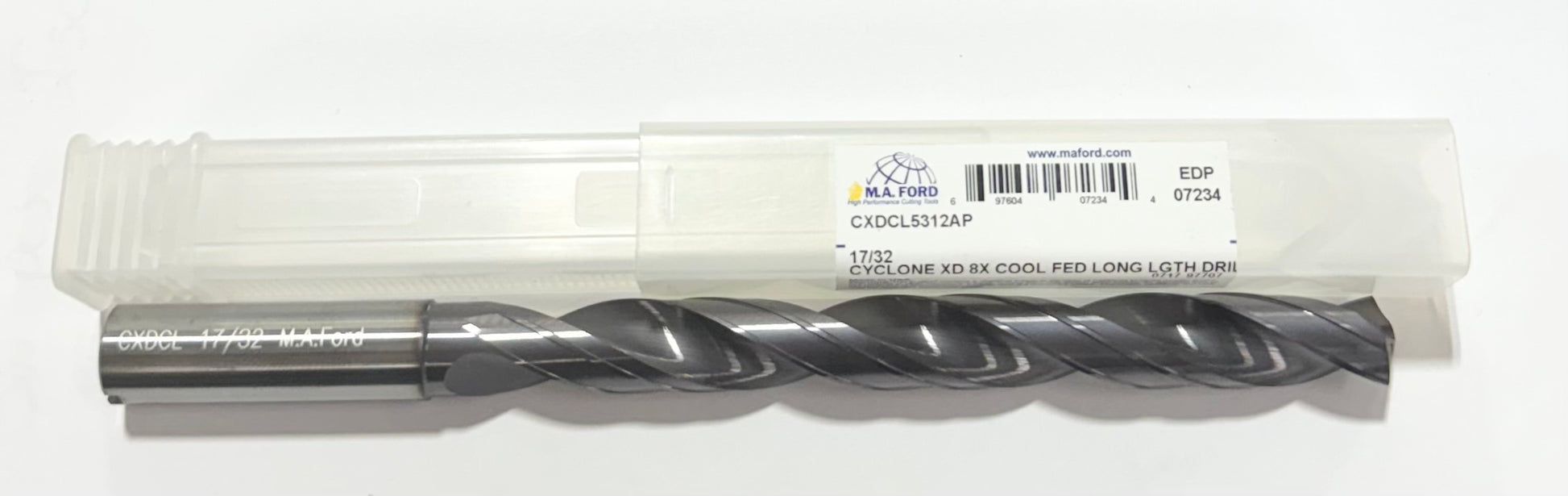 M.A. Ford 17/32" Solid Carbide Drill 8xD Coolant Fed Double Margin Altima Plus
