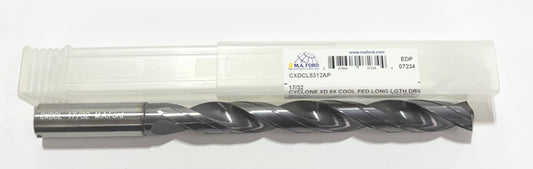 M.A. Ford 17/32" Solid Carbide Drill 8xD Coolant Fed Double Margin Altima Plus