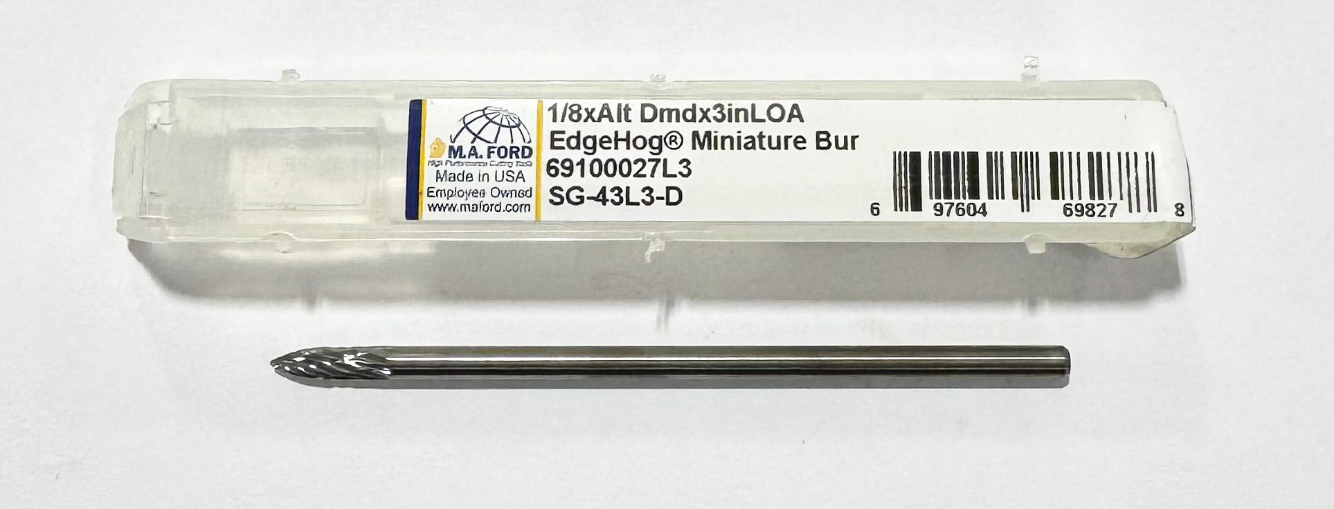 M.A. Ford 1/8" Carbide Burr Cone Flame Taper Tree SG-43L3-D USA Made