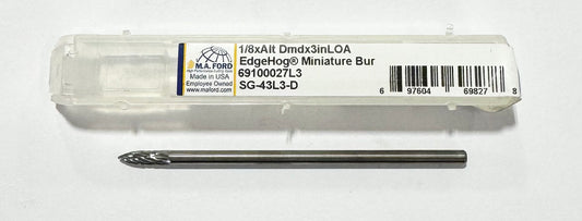 M.A. Ford 1/8" Carbide Burr Cone Flame Taper Tree SG-43L3-D USA Made