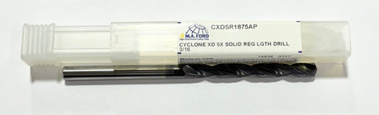 M.A. Ford 3/16" Solid Carbide Drill 5X Coolant Fed Double Margin Altima Plus