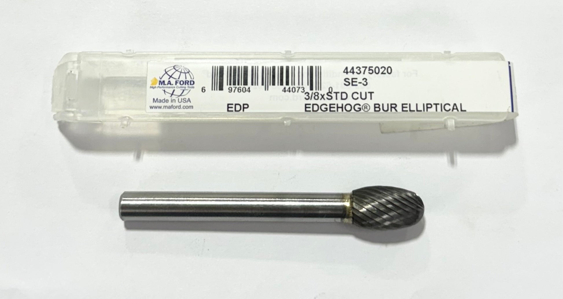 M.A. Ford 3/8" Carbide Burr Elliptical SE-3 1/4" Shank Single Cut USA Made