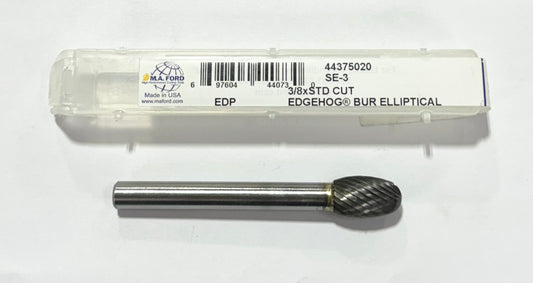M.A. Ford 3/8" Carbide Burr Elliptical SE-3 1/4" Shank Single Cut USA Made