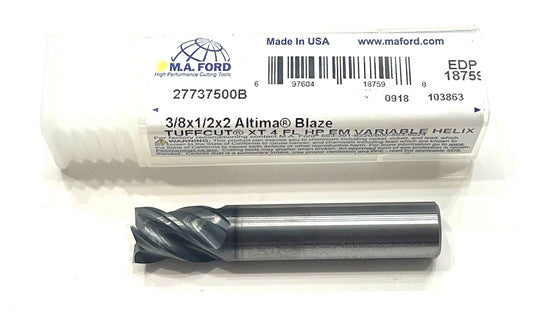 M.A. Ford 3/8" Carbide End Mill Altima Blaze Coating 4 Flute Variable Helix USA