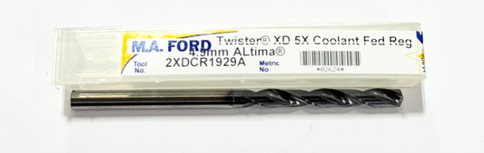 M.A. Ford 4.9mm Solid Carbide Drill 5X Coolant Fed ALtima Coated 2FL